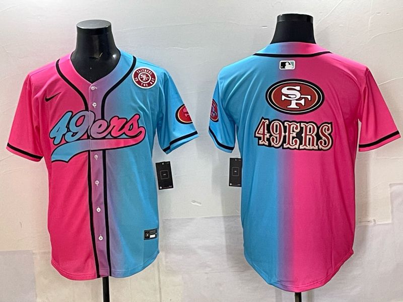 Men 2025 San Francisco 49ers Blank Blue pink Nike Limited NFL Jersey style 07->san francisco 49ers->NFL Jersey